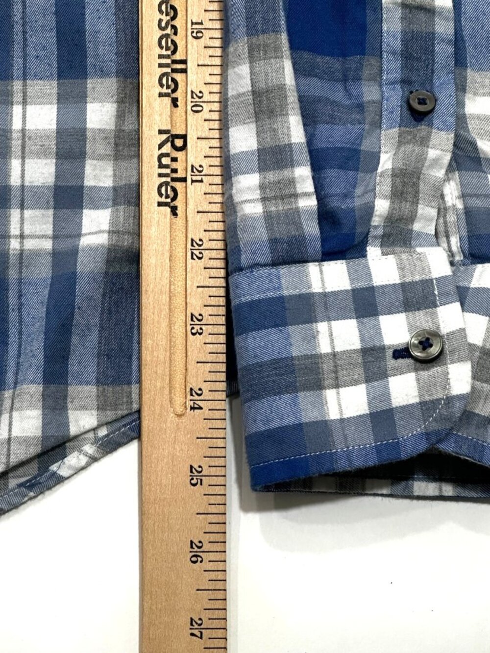 UNTUCKit Mens Large Slim Fit Blue Gray Plaid Button Front Shirt Cotton Casual - Picture 12 of 16